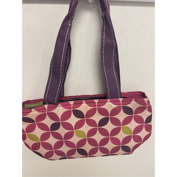 Igloo lunch tote burgundy purple circles 15x8” zipper insulated bag - Picture 1 of 6